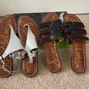 Sam Edelman Sandals, silver and White, Sz 8